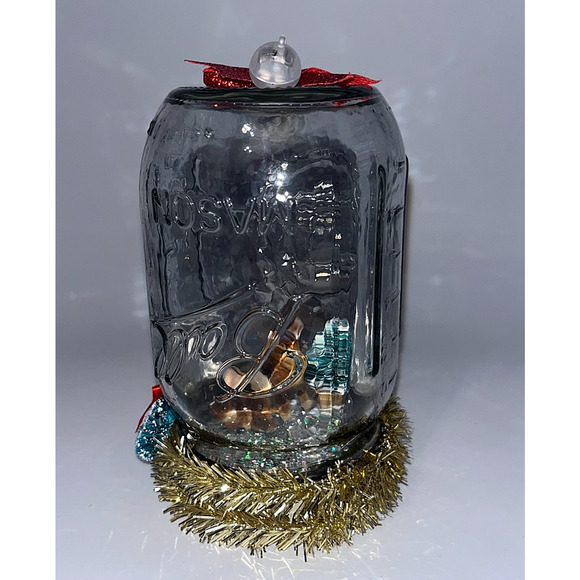 Vtg Ceramic Deer Bell Jar Diorama Decor It's like Christmas magic in here! OOAK - Picture 6 of 16